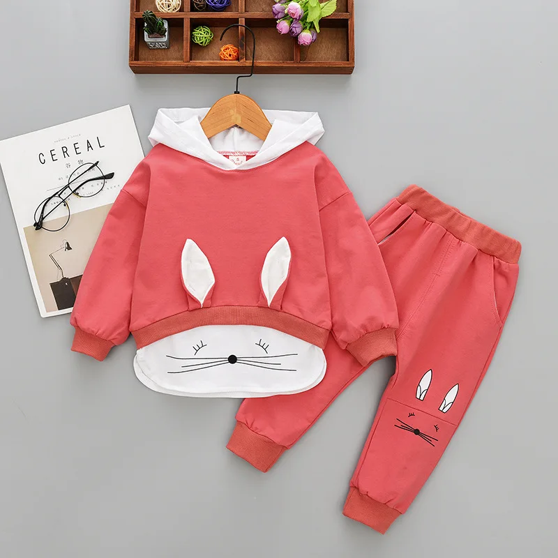 baby girl clothes 2019 Spring Korean Brand Infant Sports rabbit hooded sweater pants 2pcs Costume Bebes Jogging Suits Tracksuits | Детская