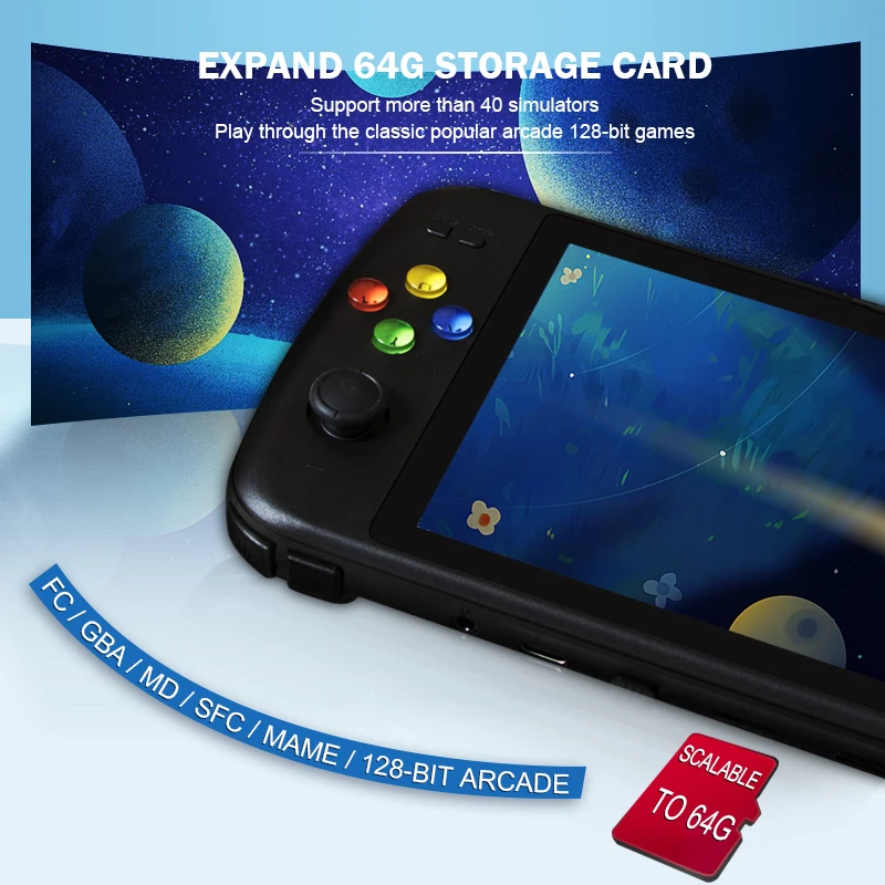 

Data Frog 7inch Mini Retro Handheld Arcade Game Console Built-in Games Support for PS1/GBA/MD/FC Video Game Console Support HD