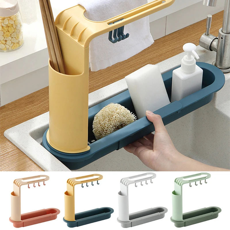 

Newest Telescopic Sink Rack Holder Expandable Storage Drain Basket Sponge Soap Holder Drainer Sink Tray for Home Kitchen