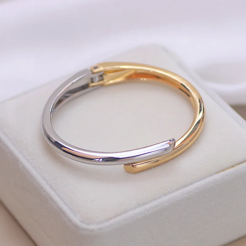 

Open Bangles Trendy Simple Jewelry Geometry Round Metal Bracelets Punk Gold Color Wristband Cuff Bracelet For Women Girls Gift