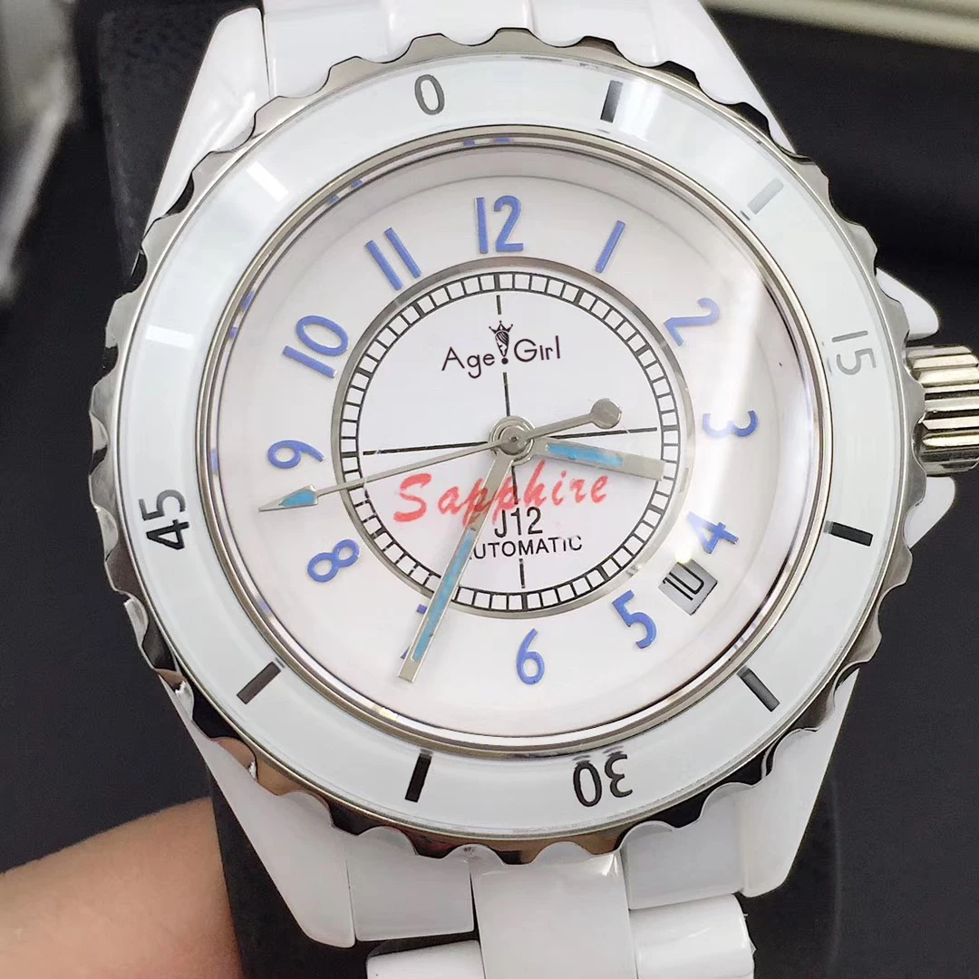 

Classic New Automatic Mechanical Men Bracelet Sapphire Ceramic Silver White Black Ceramica Bezel Diamonds Date Watches 38mm