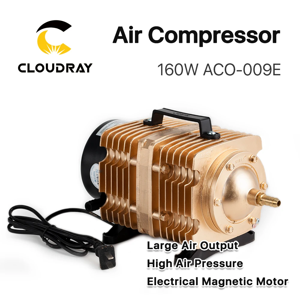 Cloudray 160 Вт Воздушный Компрессор Электрический магнитный воздушный насос для CO2 лазерной гравировки и резки ACO-009E