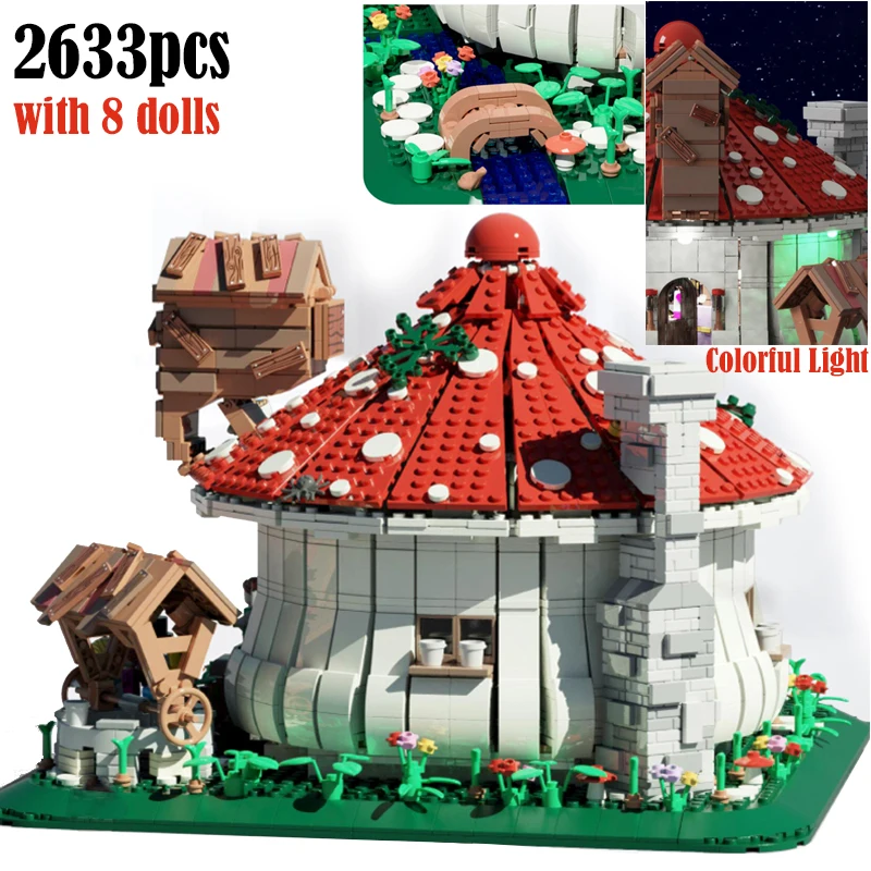 

MOC 2633PCS Ideas Creator Mushroom house With LED lights model Building Blocks Bricks DIY toys for children birthday gifts