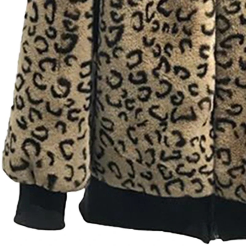 

Lautaro Winter Warm Leopard Print Soft Fluffy Faux Fur Bomber Jacket Women Zipper Long Sleeve Luxury Casual Korean Fashion 2021