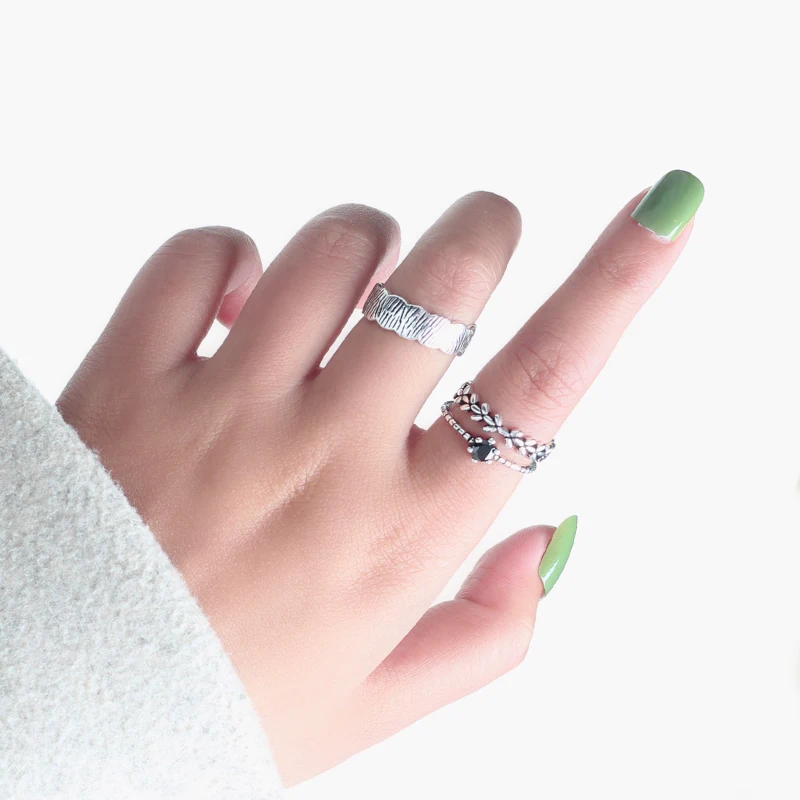 Женские кольца с листьями DreamySky Bijoux в стиле бохо большие Регулируемые на палец