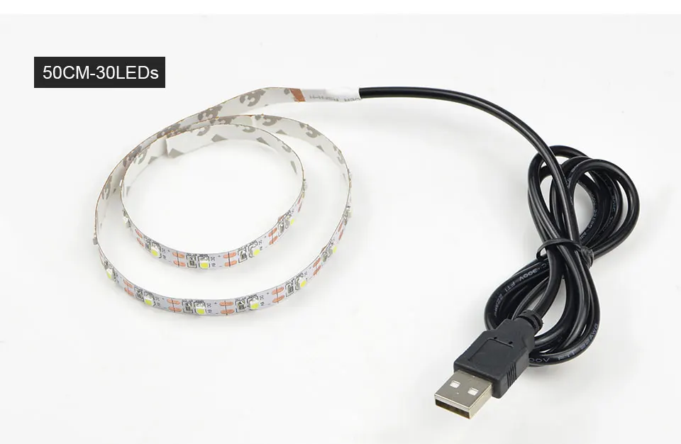 5 в 50 см, 1 м, 2 м, 3 м, 4 м, 5 м, USB кабель, силовой светодиодный светильник SMD 3528, Рождественская настольная декоративная лампа, лента для телевизора, фоновый светильник ing