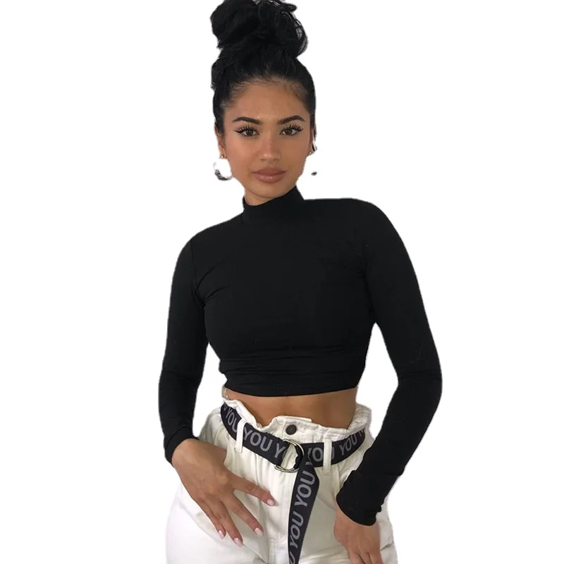 

womon cotton hollow out sexy tshirt bandage backless long sleeve tops Harajuku slim bodycon streetwear knitted tees