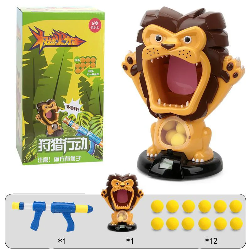 Air Powered Kids Safety Soft Bullet Toy Gun Funny Gift Game Target Toys Indoor Bear Lion Frog Shooting New | Игрушки и хобби