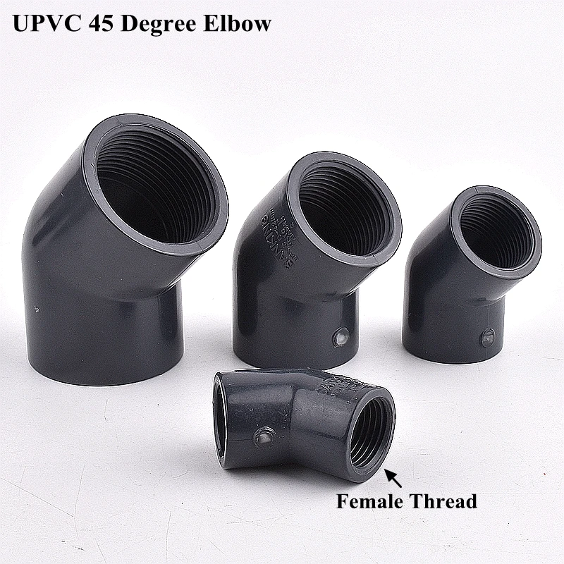 

1/2"~2"Female Thread UPVC Pipe Connector 45 Degree Elbow Aquarium Fish Tank Water Tube Joint Garden Watering Irrigation Fittings