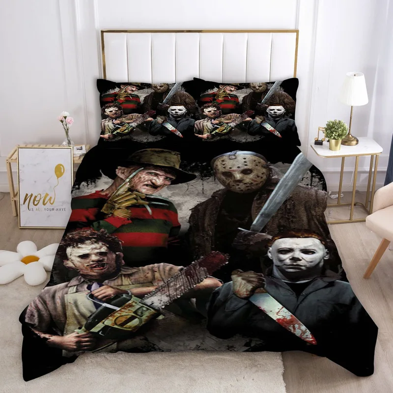 ?? アメリカのホラー映画3D寝具セット布団カバー作品子供のゲームベッドカバー寝具セット枕カバー (なしシーツ)