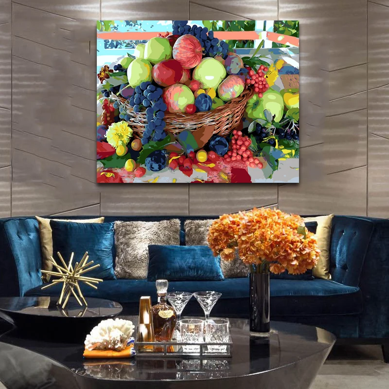 DIY картинки для раскраски по номерам с фруктами комбинация натюрморт рисунок