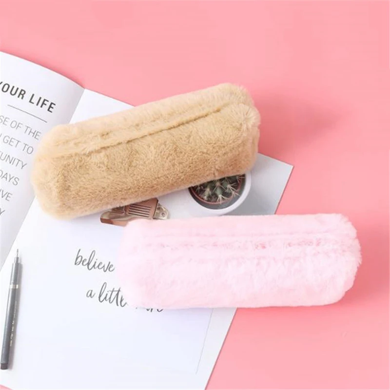 Однотонный плюшевый чехол для карандашей Kawaii чехол для карандашей s сумка для канцелярских принадлежностей Чехол для карандашей школьный чехол для карандашей для девочек школьные принадлежности Инструменты