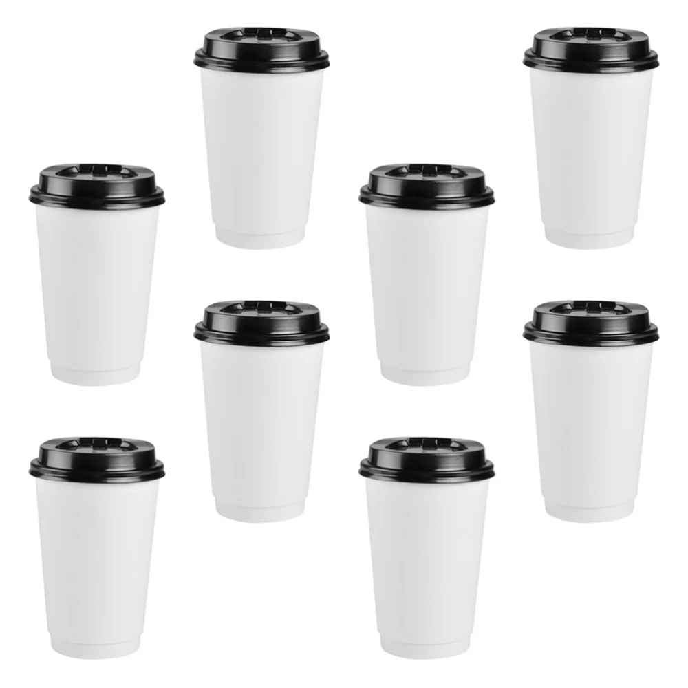 

50pcs Disposable Coffee Cups Insulation Takeaway Double-layer Paper Cup with Lid (12oz, 350ml)