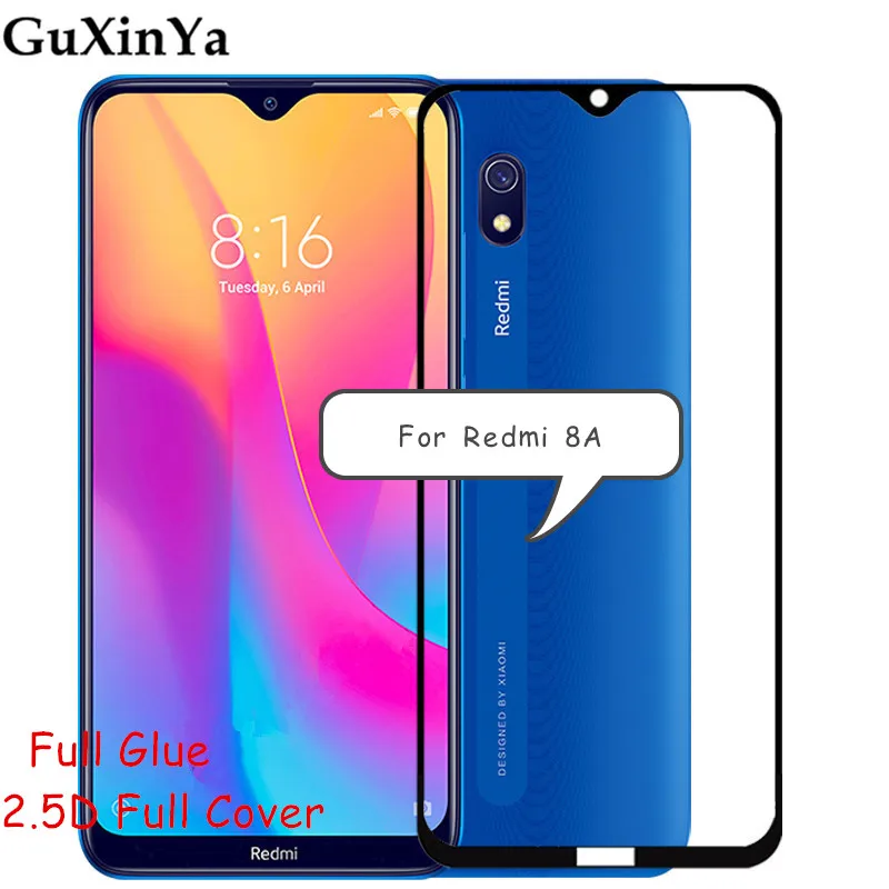 Защитное стекло для экрана Redmi 8A закаленное на клеевой основе Xiaomi 6 2