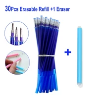 30pcs erasable gel pen refill rod 0 5mm office school writing stationery accessory blue black ink bullet tip washable handle