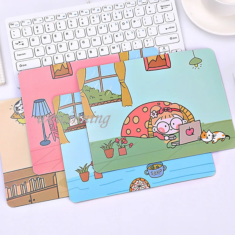 Милый коврик для мыши Kawaii для игрового стола, письменный коврик Gamer круглый и квадратный для офиса, дома, ПК и компьютера.
