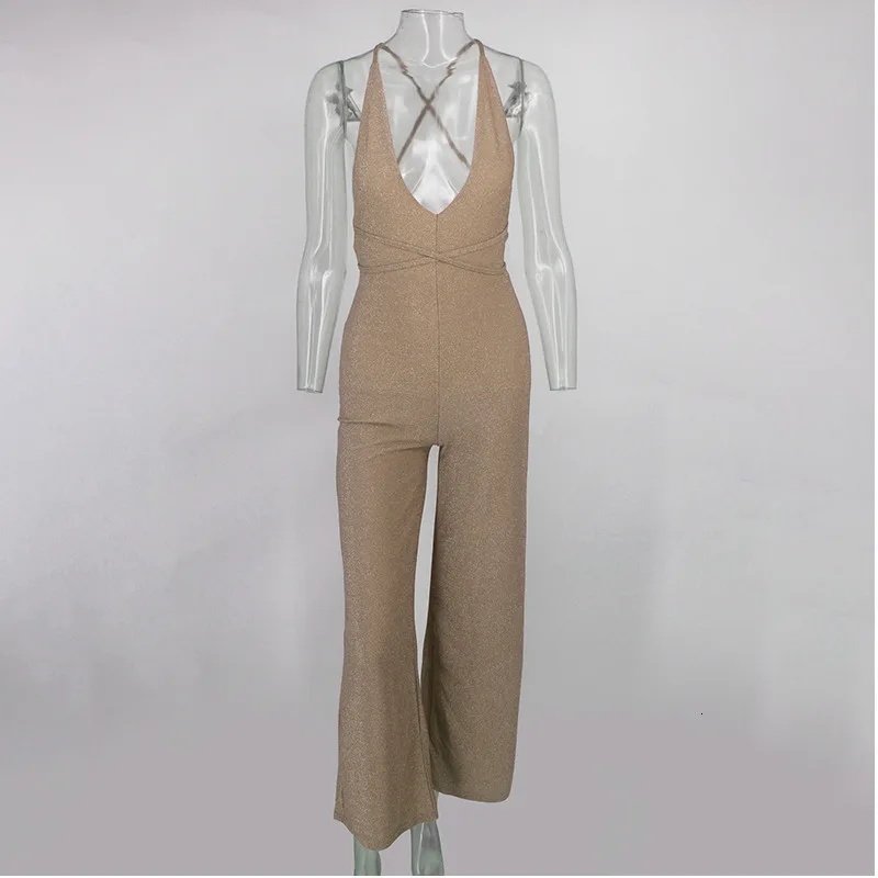 Женский комбинезон с глубоким v образным вырезом Fuedage клубный однотонный