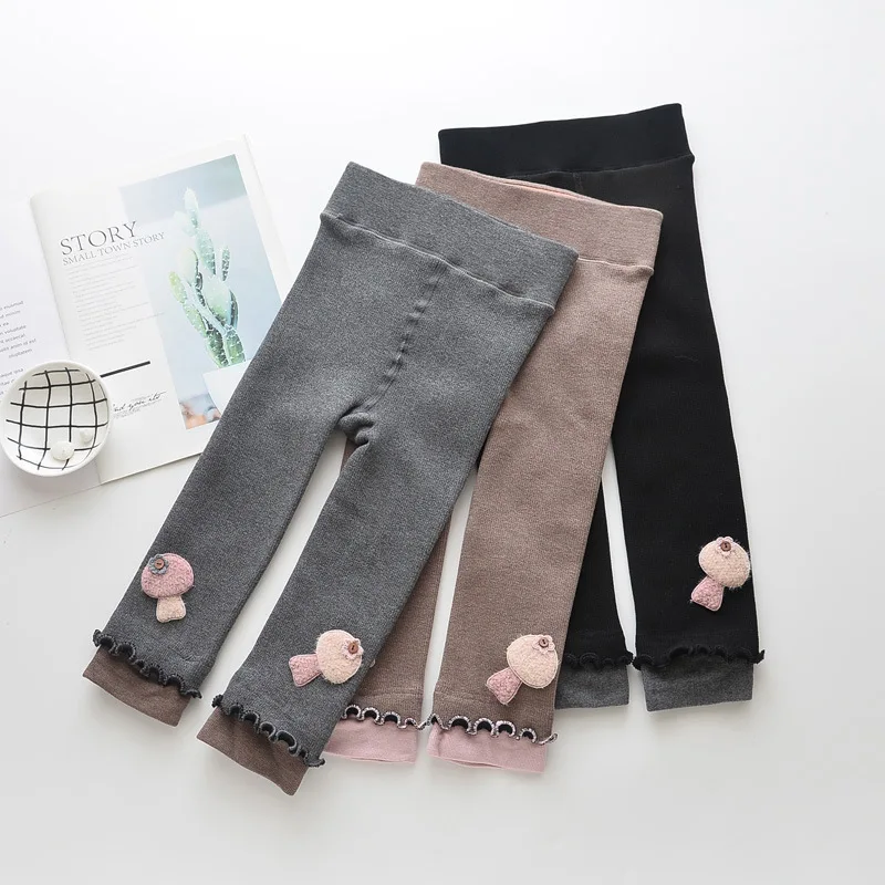 Новые зимние меховые леггинсы для девочек детские штаны бархатные утепленные