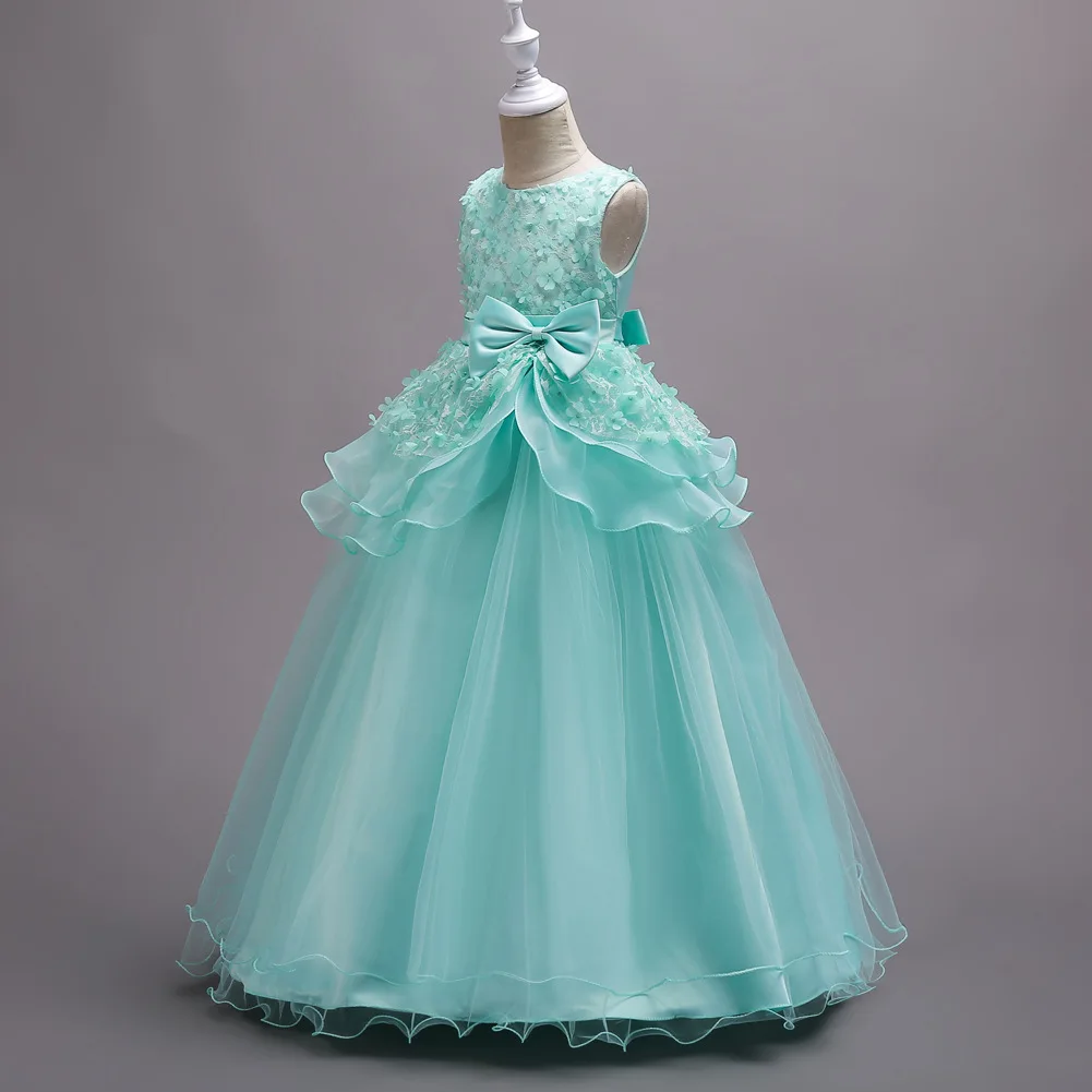 

2021 Summer New Girls Birthday Party Princess Dress Children Wedding Dress Pettiskirt Flower Girl Embroidery Performance Costume