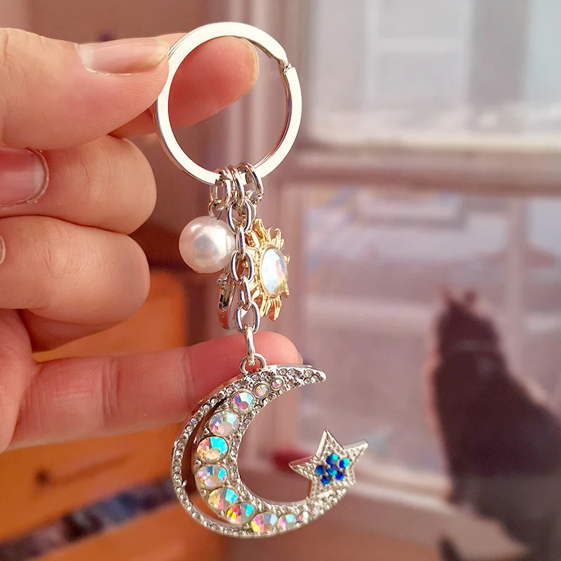 

Car Keychain Moon Keychain Metal Key Ring Key Chain Keyring Creative Key Holder Auto Accessories