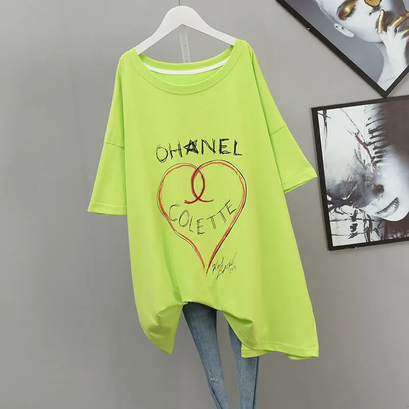 

2022 Summer New Korean Loose Slimming Peach Heart Short Sleeved T-shirt Women Ins Simple Casual Elastic Tops Tide Free Shipping