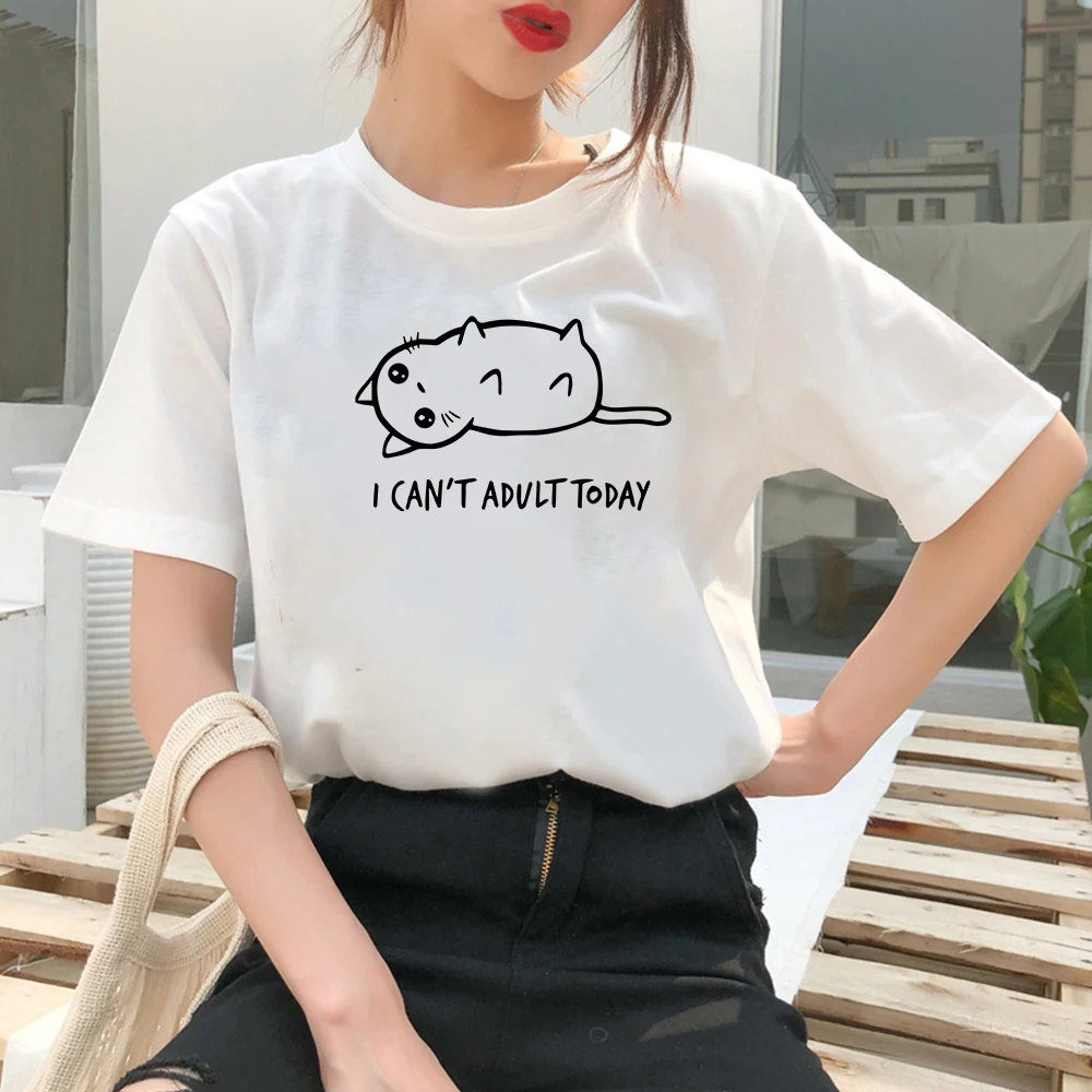 

Summer Women T-shirt Trendy Exquisite Versatile T Shirts I Can't Adult Today Letter Graphic Printed Oversize Tshirt Hipster