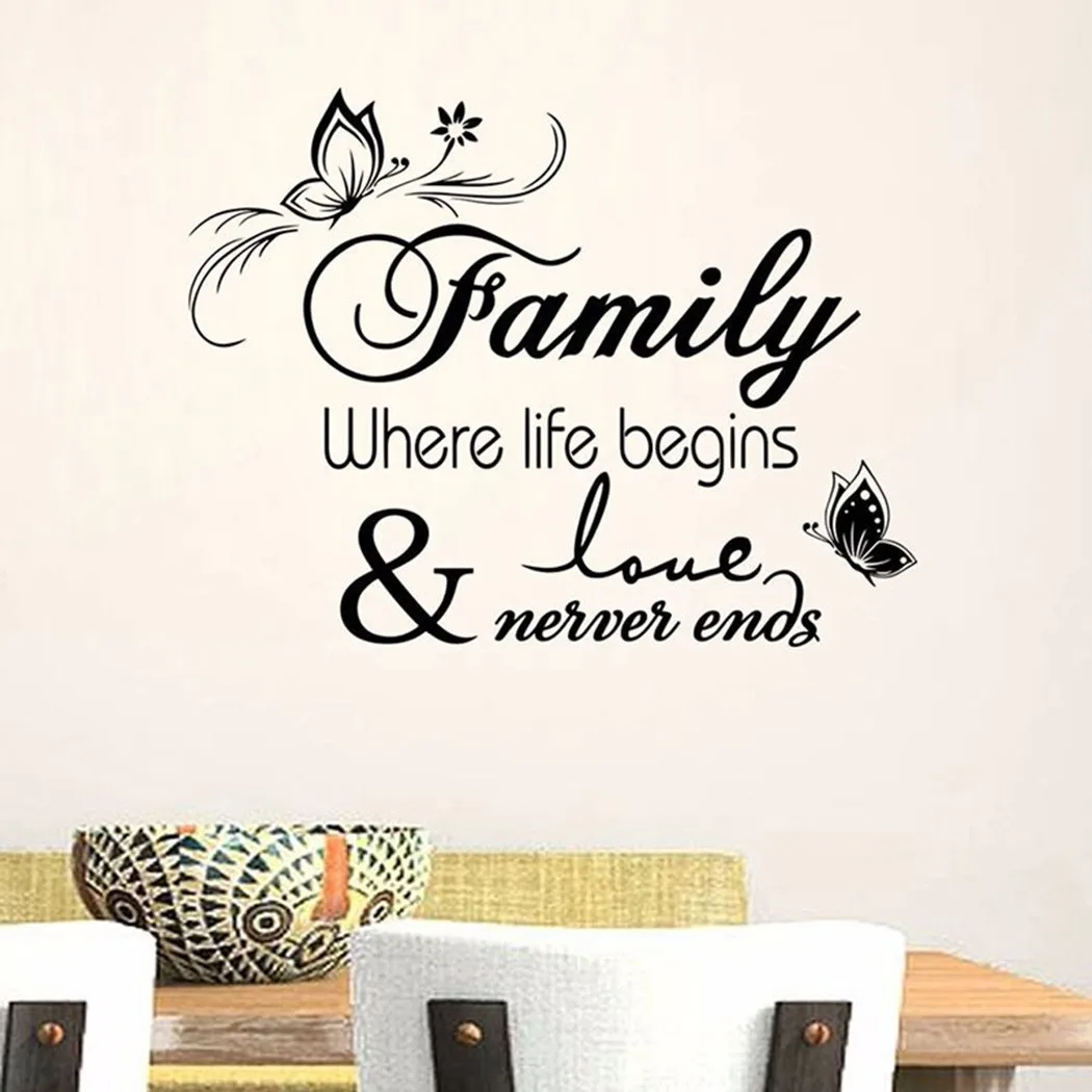 

Family Wall Stickers Quote Art Decal Mural Paper Butterfly Vines Home Decoration