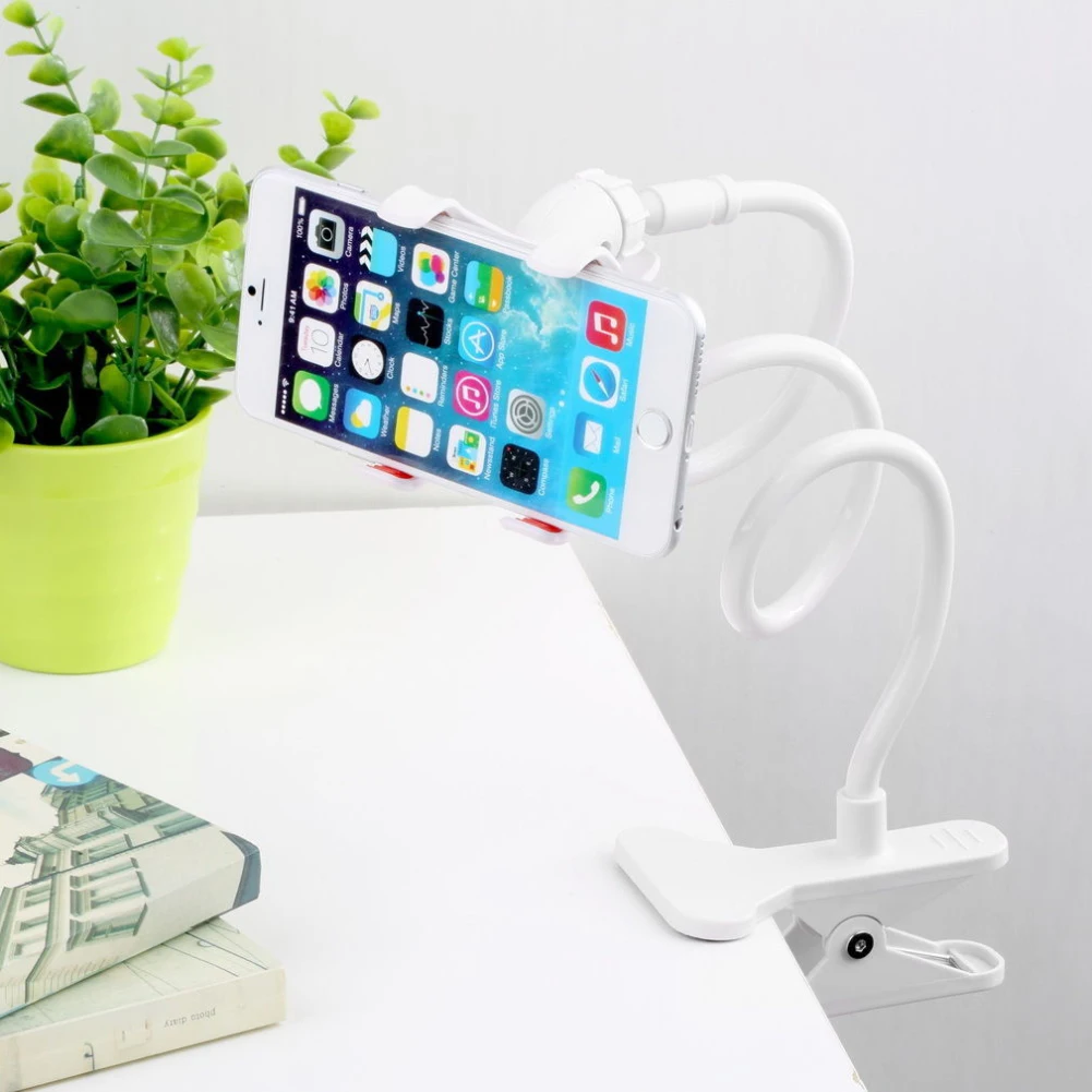scy universal lazy mobile phone gooseneck stand holder stents flexible bed desk table clip bracket for phone flexible holder arm free global shipping