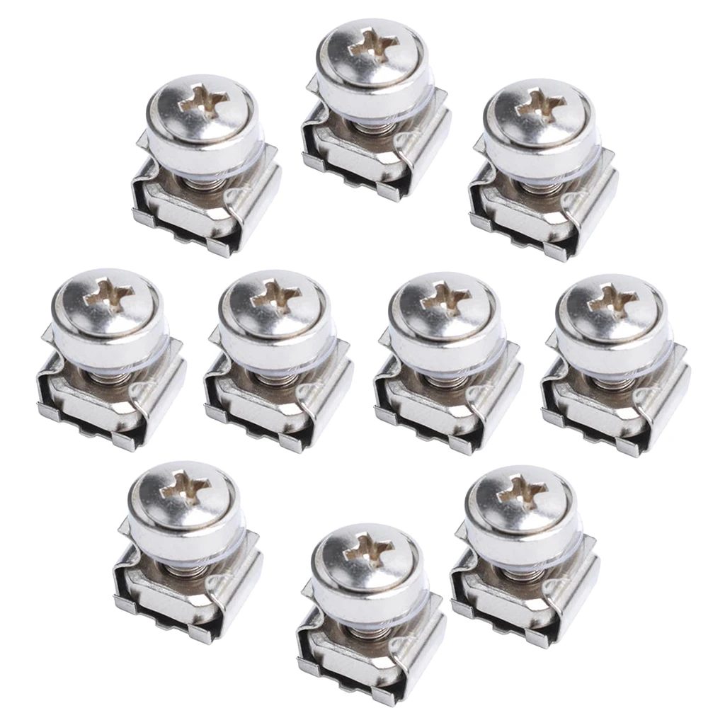 

10 Pack Lot - M5x16 Rack Mount Cage Nuts & Screws w/ Washers - Square Clips