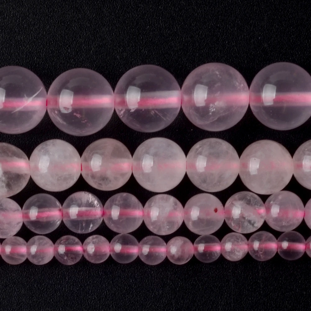 

4 6 8 10 12mm Natural Rose Quartz Stone Round Loose Spacer Beads For Jewelry Making DIY Bracelet