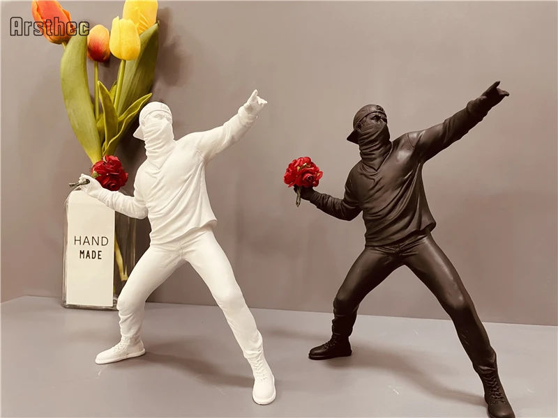 Arsthec Скульптура Banksy Graffiti Pop Art статуи из смолы статуэтки для украшения интерьера