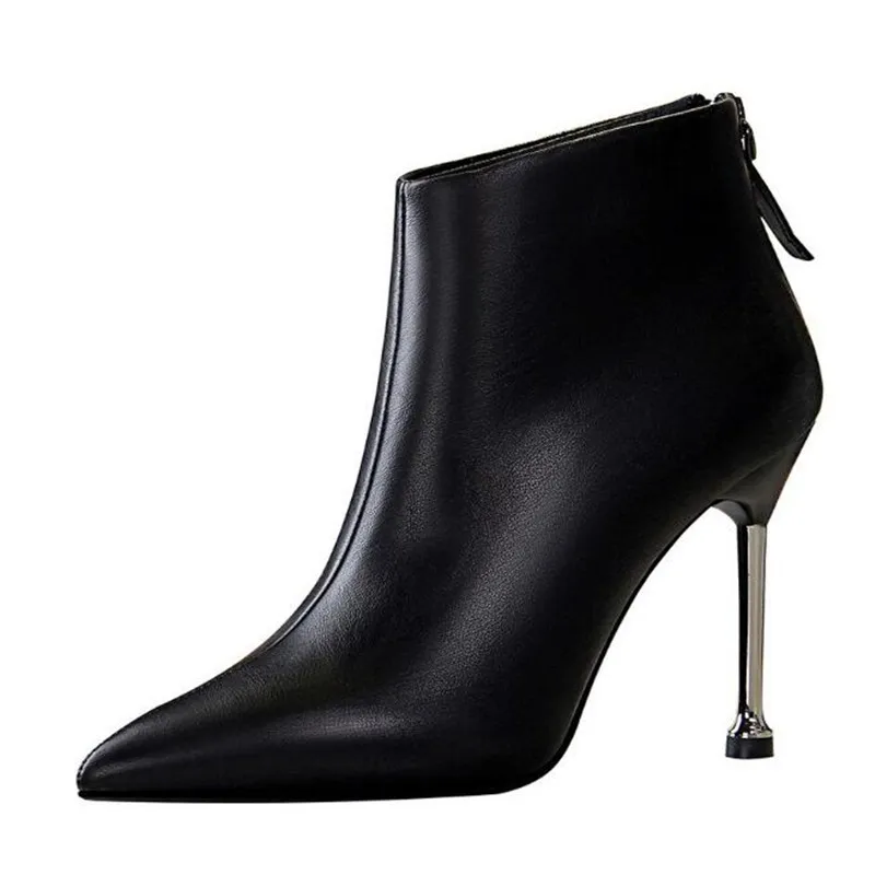 

2020 Pointed Toe Sexy High Heels Ankle Boots For Women Autumn Spring Fashion Party Dress Thin Heel Short Boots Shoes