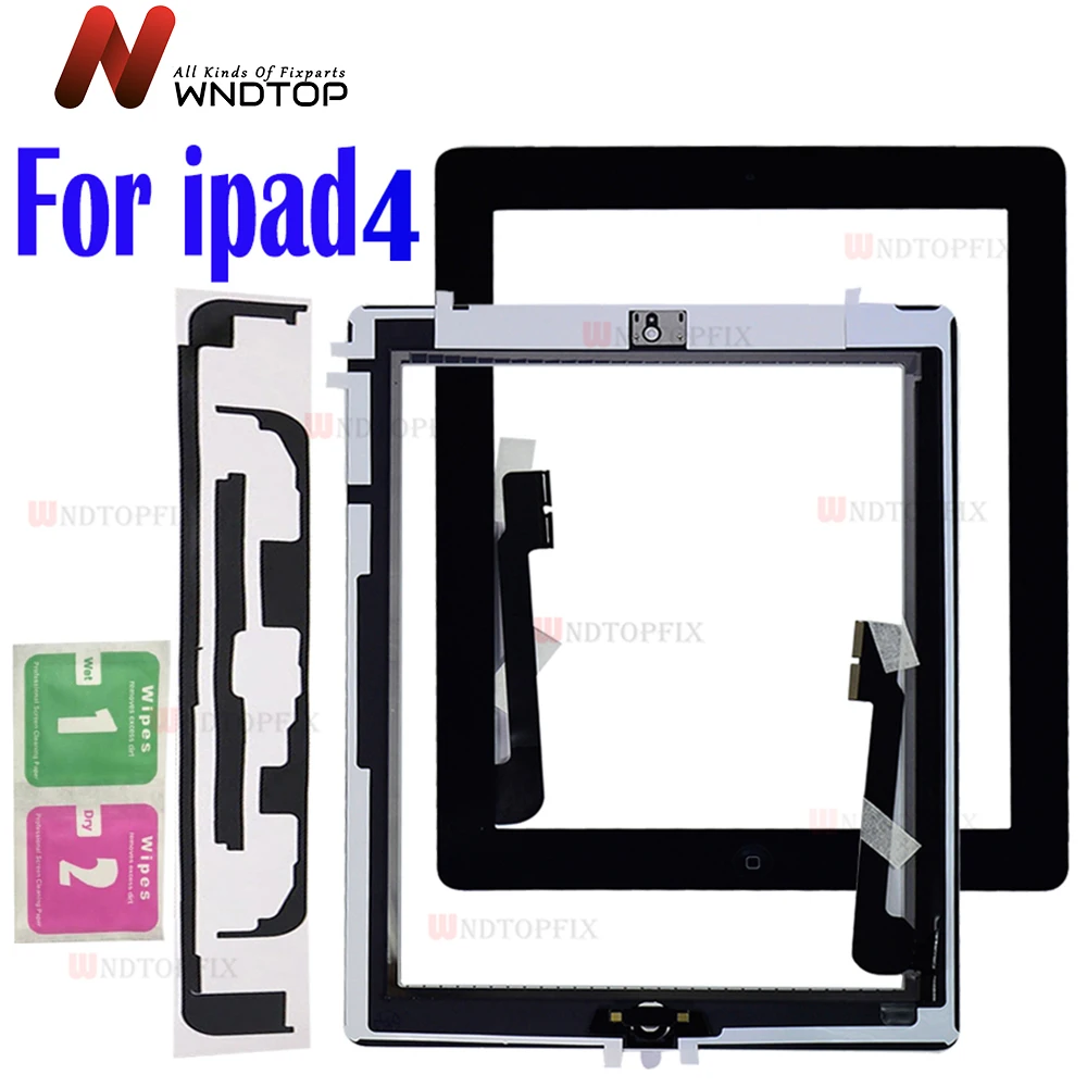 

1 шт. для iPad 4 сенсорный Экран 4th Gen A1458 A1459 A1460 9,7 "ЖК-дисплей сенсорный Экран внешний цифрователь запасная Передняя стеклянная панель