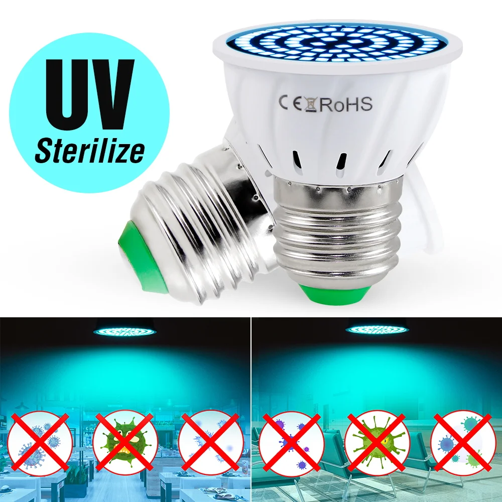Стерилизация УФ лампа E27 Светодиодная бактерицидная UVC E14 противовирусная