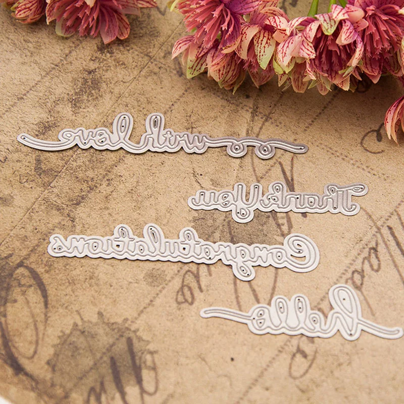 Hello Thank You Congratulation Words Metal Cutting Dies Stencils DIY Scrapbooking/photo Album Decorative Embossing Paper Cards | Дом и сад
