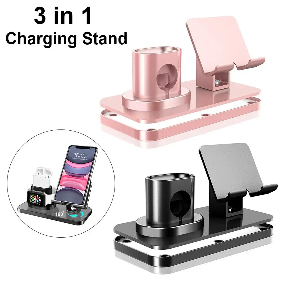 

Newest Charging Stand 3 in 1 Multifunctional Convenient Phone Watch Charger with Cable Storage Holder for iPhone Charging Cables