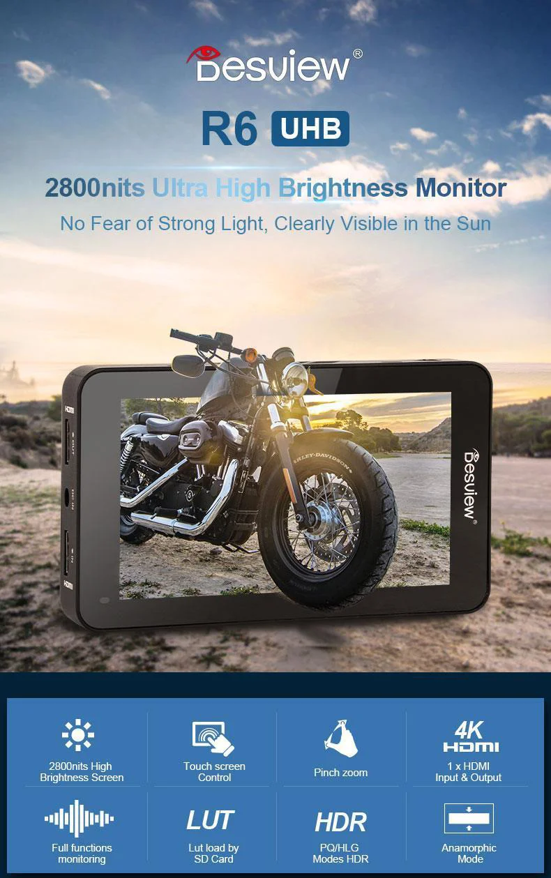 Монитор Bestview Besview R6 5 дюйма 2800 нит 4K HDMI FHD 1920x1080 |