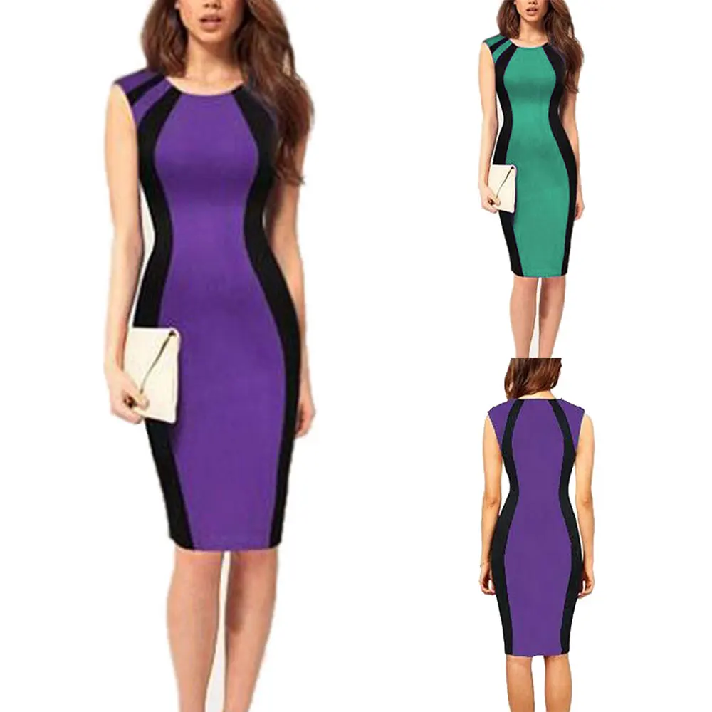 

Женское облегающее платье без рукавов, с круглым вырезом, платье-повязка до колена