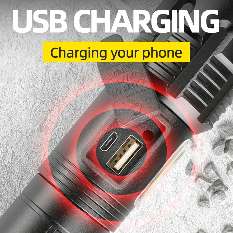 50000 люмен XHP70 вспышка светильник USB Перезаряжаемые Led High-Мощность Мощность Банк