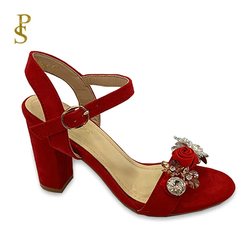 Женские модные сандалии на высоком каблуке красивая обувь украшенная цветами |