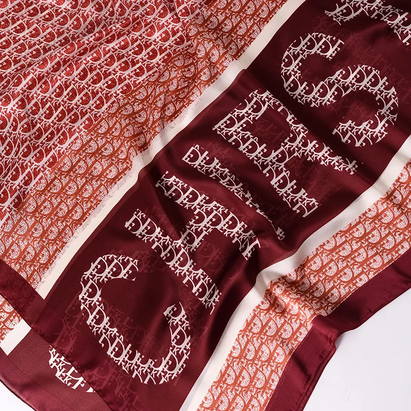 2021 New Silk-like Retro Fashion Scarf Women's Korean-Style Simple and Elegant Shawl Decoration Women's Summer Sunscreen Scarf