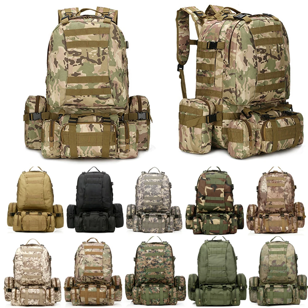 Тактический Камуфляжный Рюкзак Molle большой рюкзак 50л военный армейский для