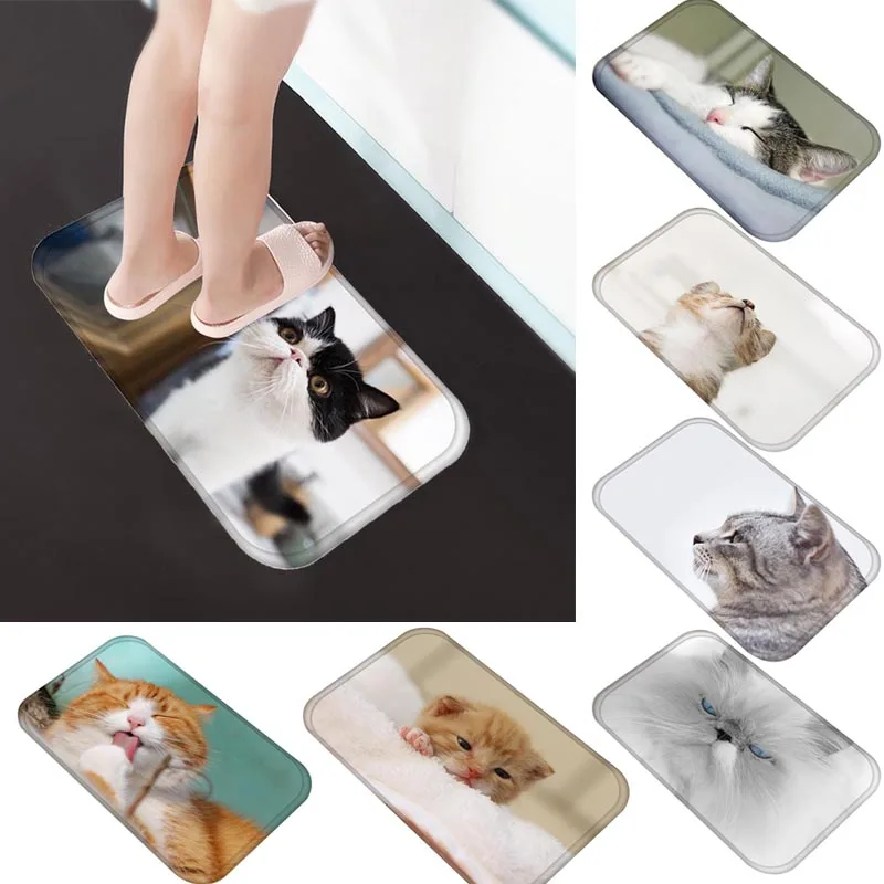 Милый коврик с рисунком кота ковры для кухни гостиной ванной нескользящая