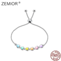 zemior s925 sterling silver bracelet multicolor heart shaped bracelet for women fine jewelry valentine day gift best selling