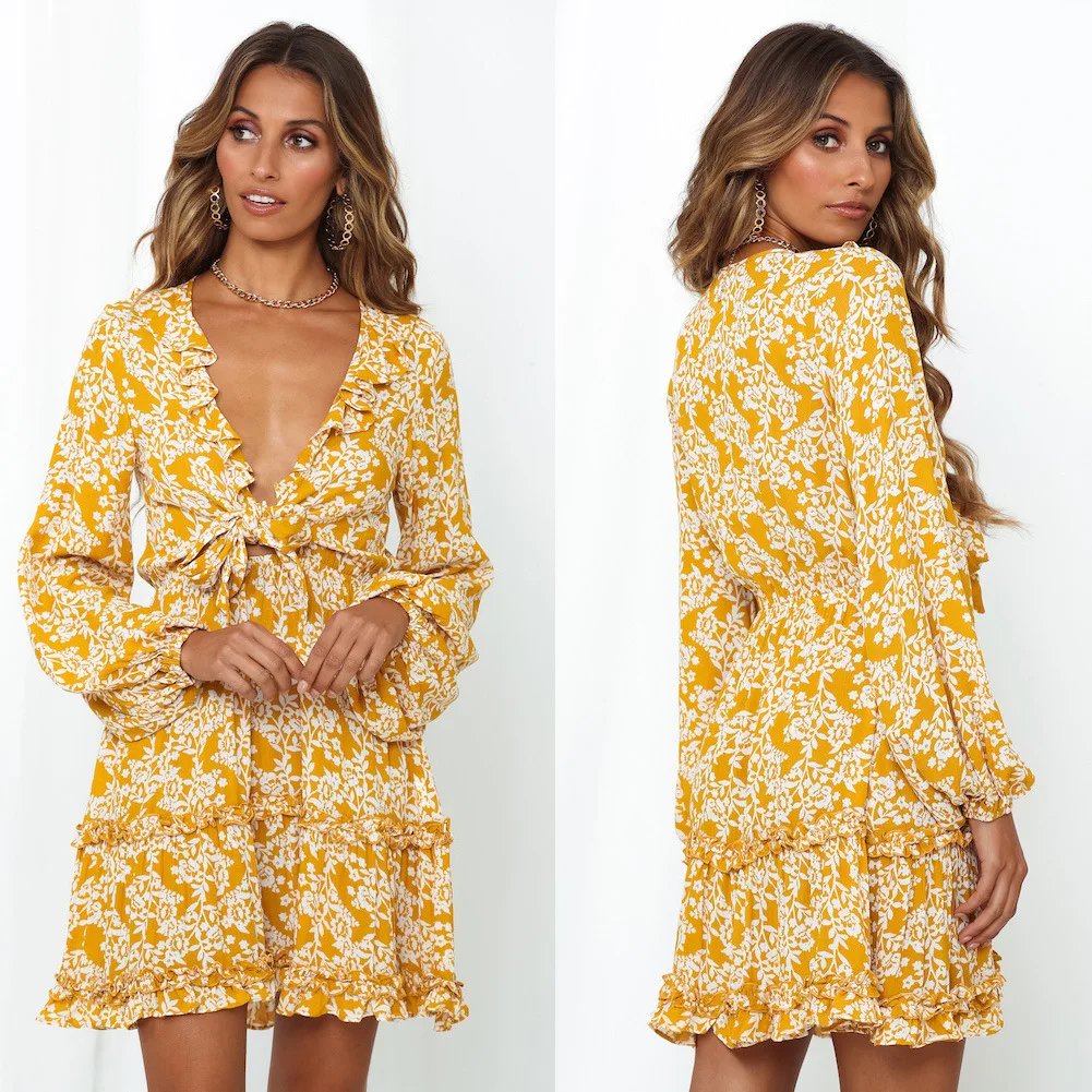 

Маленькое модное облегающее платье во французском европейском и американском стиле с поясом и бантом