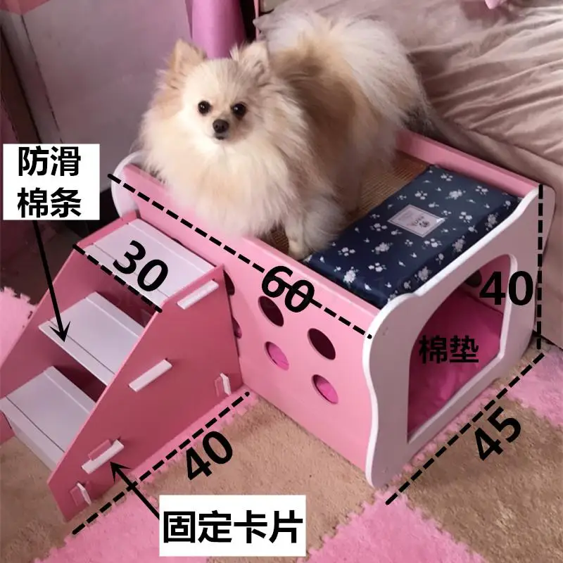 Двухэтажный дом для домашних животных с лестницами деревянная краска