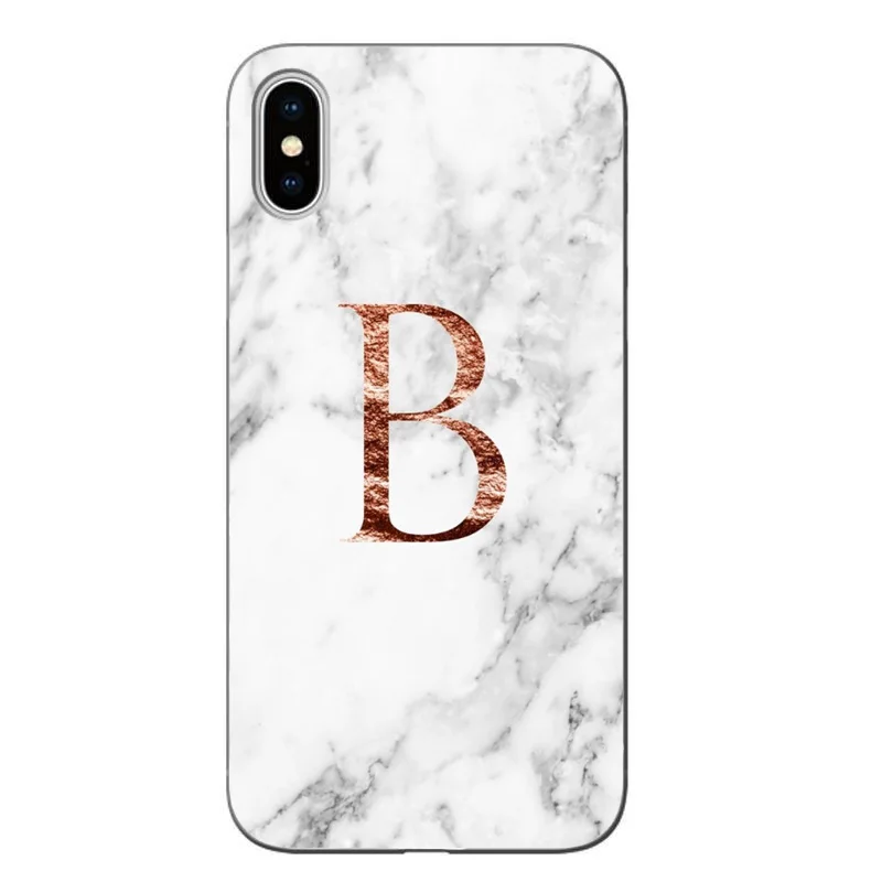 Пользовательское имя письмо монограмма розовый мрамор A B K Q для iPhone X XR MAX чехол для iPhone 5S 6 6s 7 8 Plus Жесткий Чехол для ПК