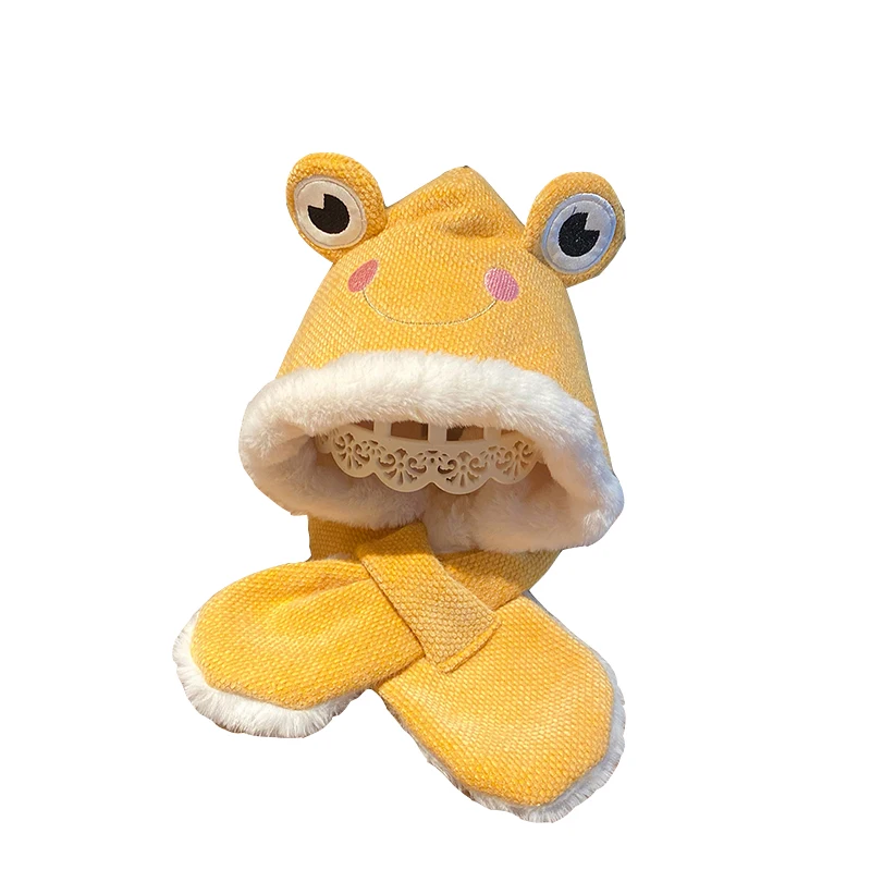

Baby hat scarf one autumn and winter baby children's plush cap plus velvet boy ear cap