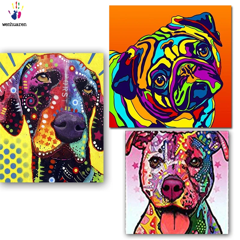 Сделай Сам картинки для раскраски по номерам с цветами абстрактная собака