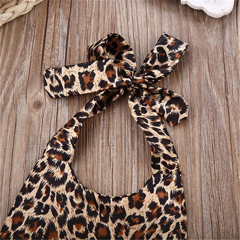 

Leopard Bodysuit Baby Clothing Halter Collar Jumpsuit Summer Style Baby Girls Bodysuits Suit Set Body Suit